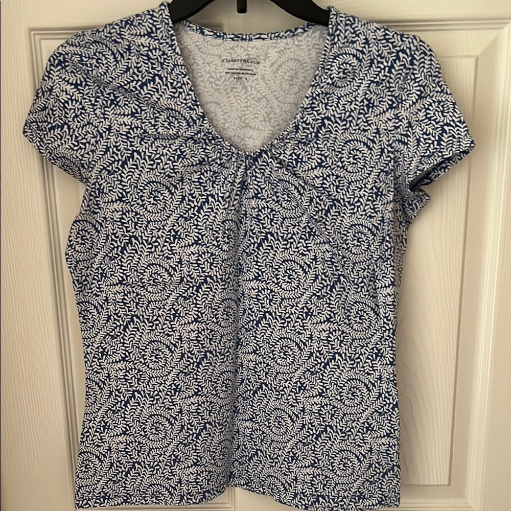 Charter Club Gray Fitted Short Sleeve T-Shirt